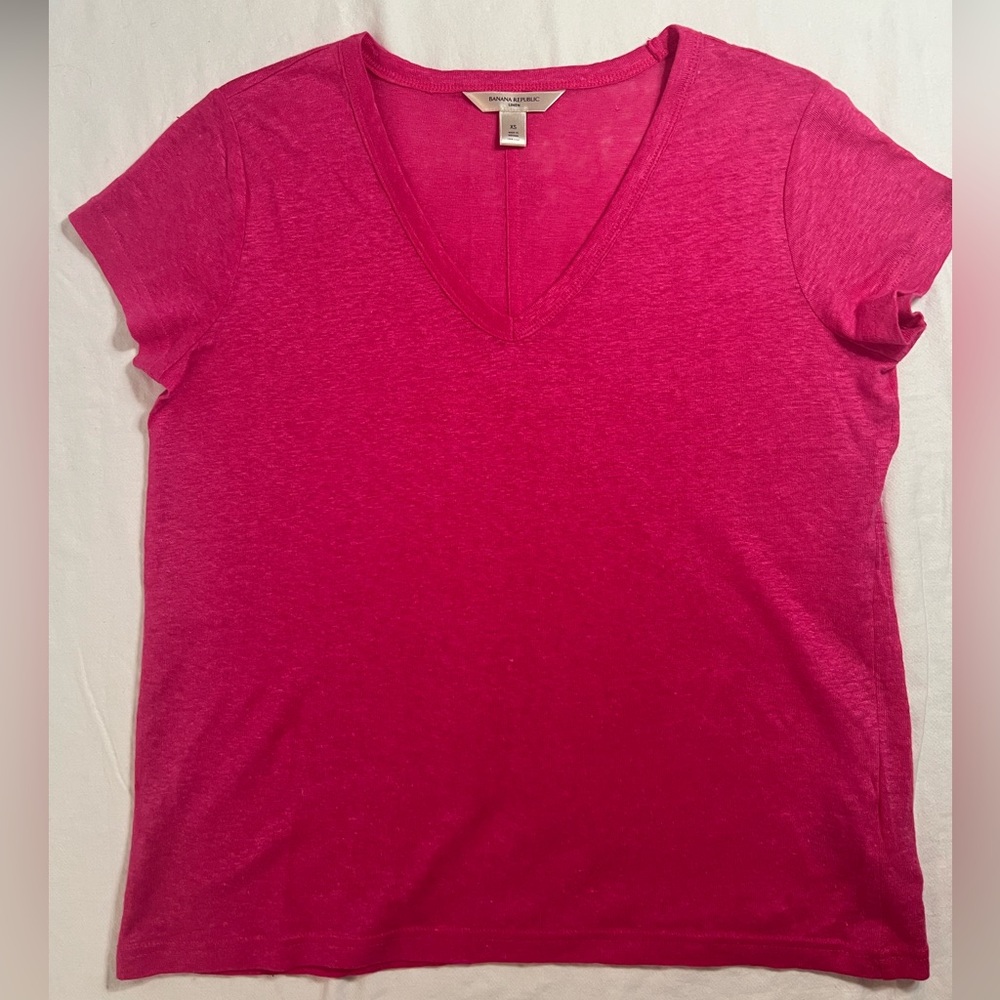 NWOT 100% Linen Hot Pink Top Sz XS